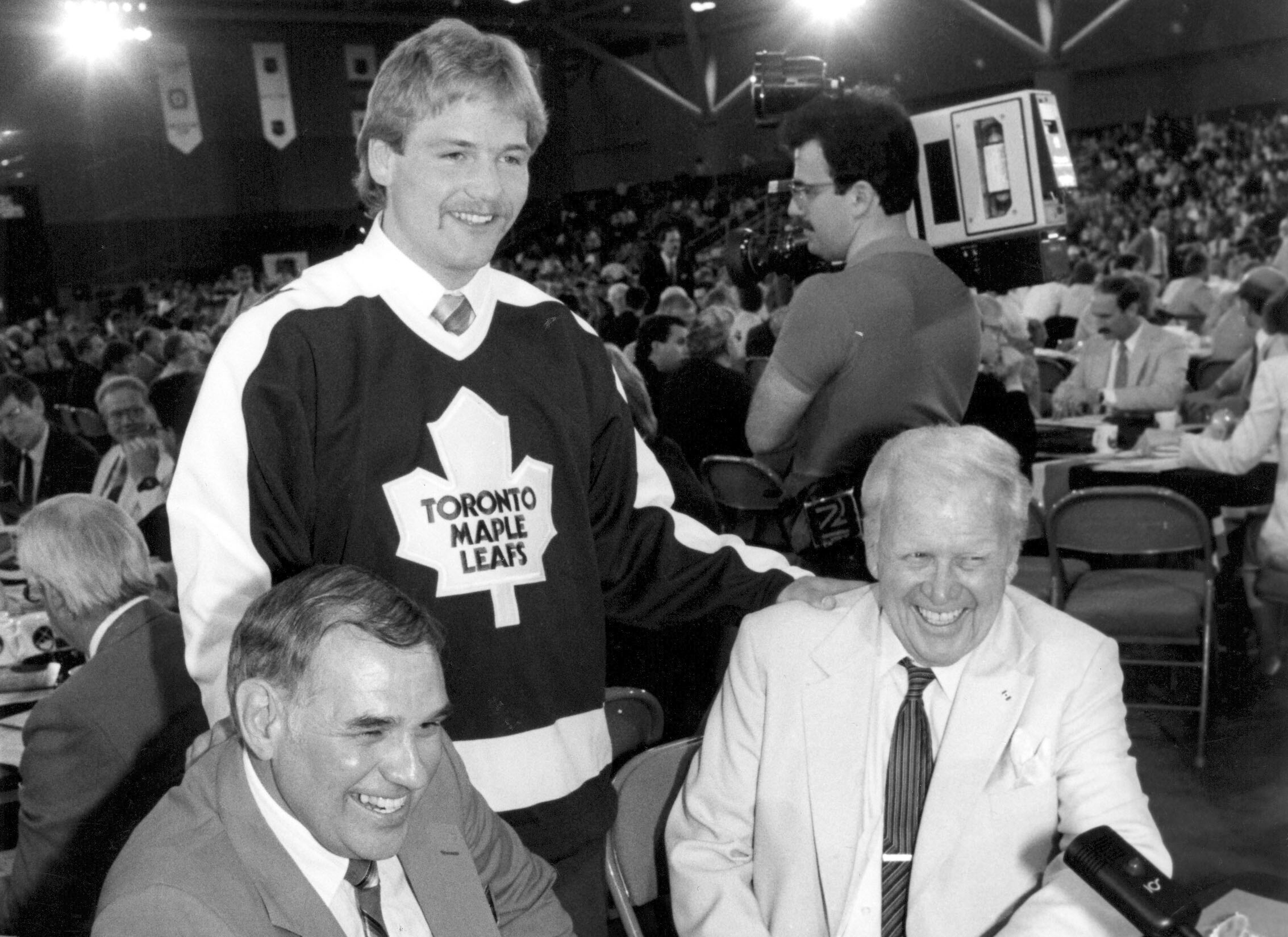 Wendel Clark, Don Meehan, and Joey Kocur on draft day.